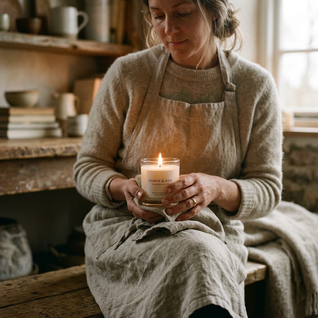 Person holding lit candle